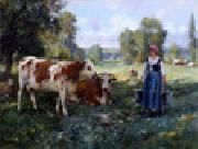 unknow artist Cow and Woman oil painting artist